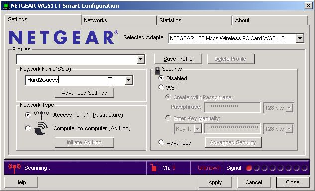 Setting the adapter's SSID to match the WAP's new SSID