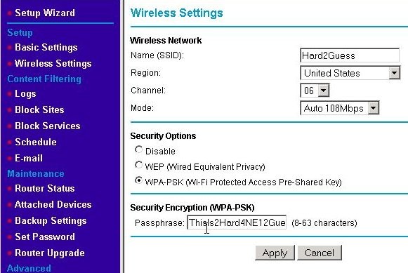 Set WPA encryption key