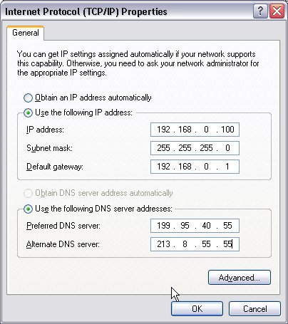 Manually set a new IP address