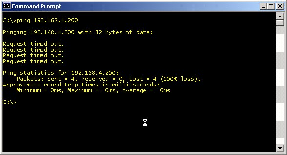 Results of an unsuccessful LAN ping